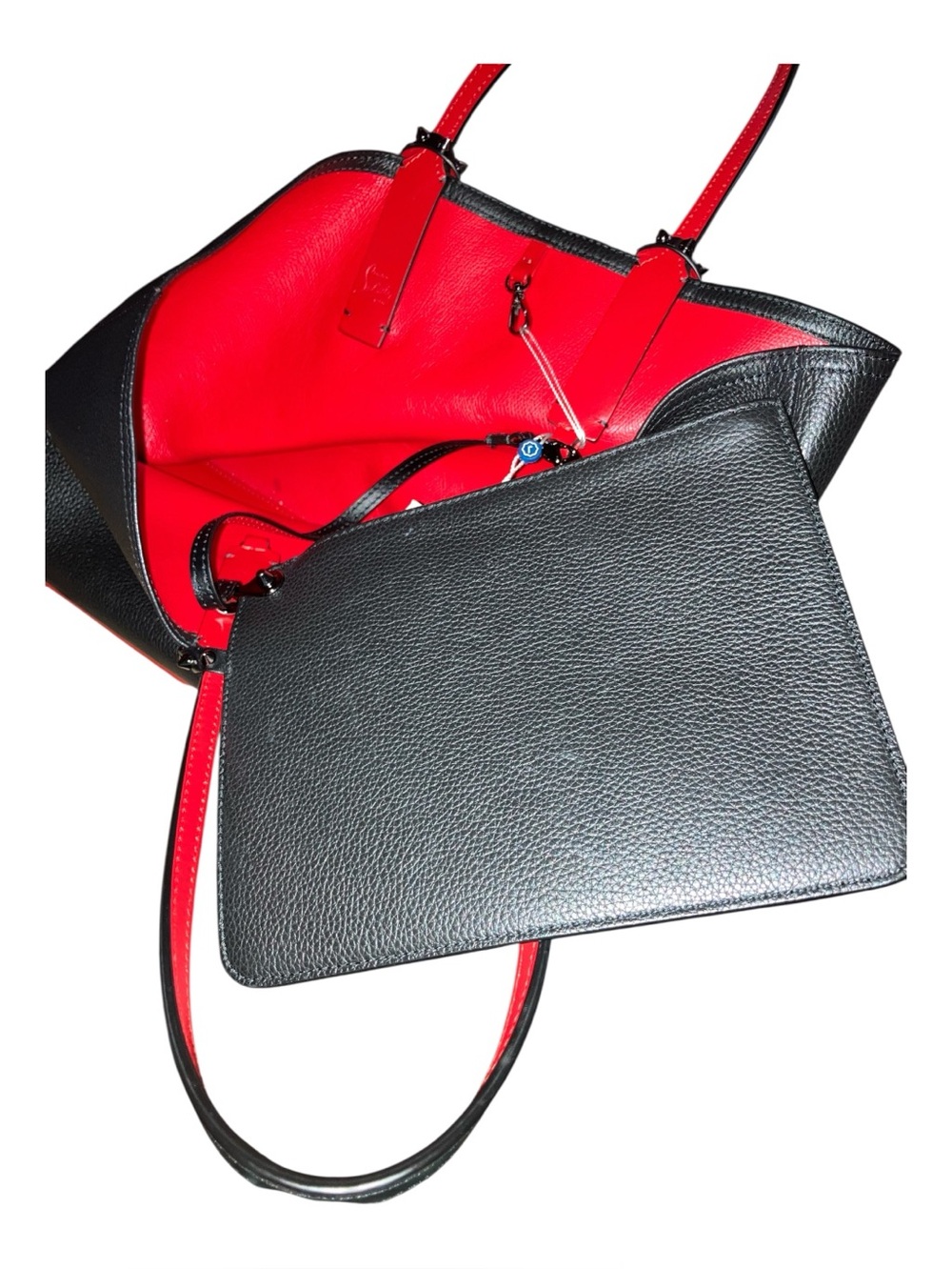 Christian Louboutin Cabata Black Stud-Trim Leather Tote and Pouch Authenticated - Picture 4 of 5